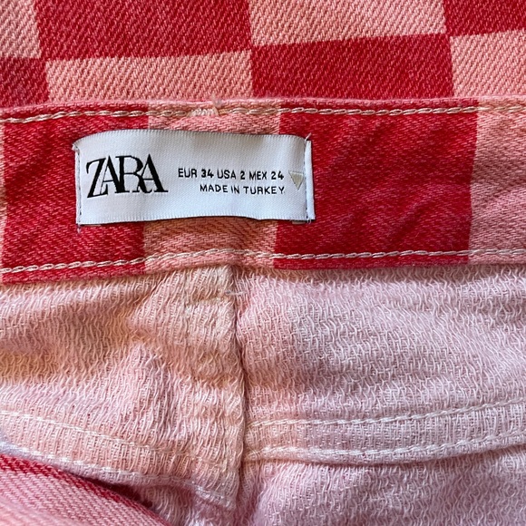 Zara red & pink checkered pants - Picture 3 of 3